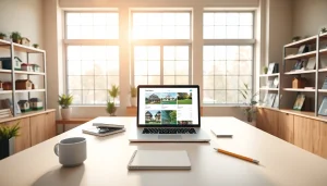 Real Estate office showcasing a professional workspace with home listings and a welcoming atmosphere.