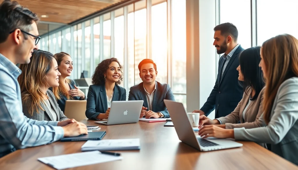 Engaging professionals in a productive business meeting showcasing collaboration and teamwork.