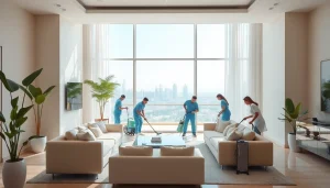 Efficient villa deep cleaning services Dubai in a luxury home environment showcasing a professional cleaning team.