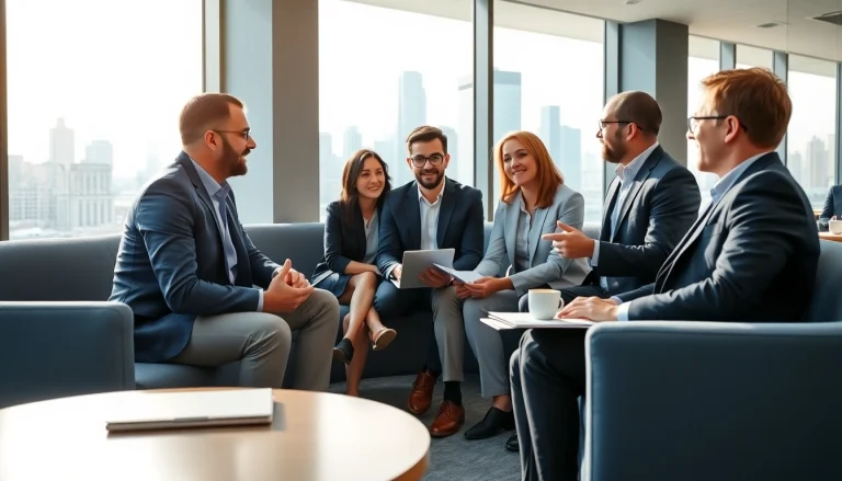 Équipe de consultants de grhconsultants.fr discutant des stratégies dans un bureau moderne