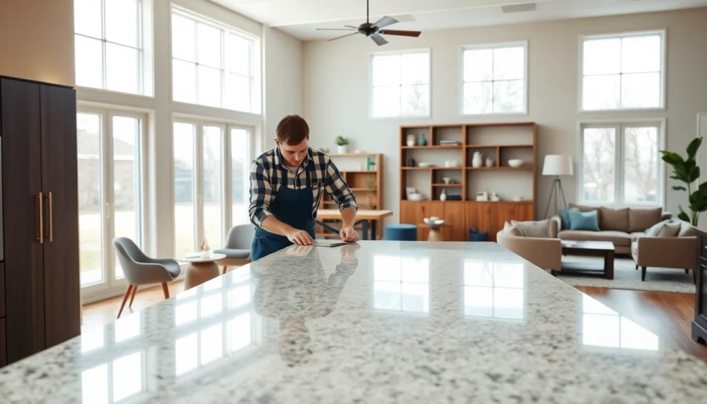 Transforming a space with a home renovation project featuring a craftsman working on a kitchen.