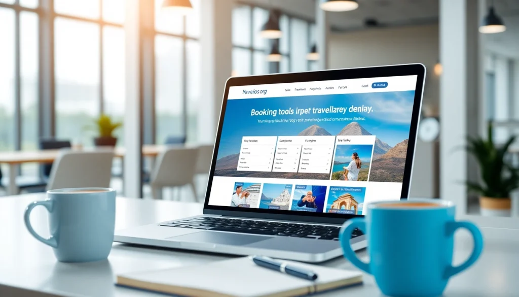 Nuvelios.org의 여행 예약 플랫폼을 소개하는 현대적인 사무실 환경에서의 모습