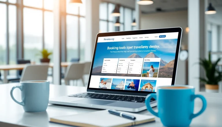 Nuvelios.org의 여행 예약 플랫폼을 소개하는 현대적인 사무실 환경에서의 모습