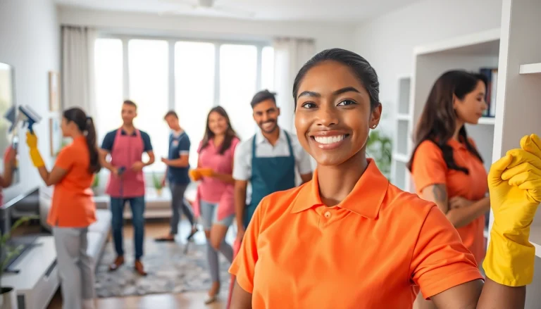 Cleaners providing exceptional cleaning service in a bright, organized home environment.