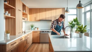 Revitalize your living space with a creative home renovation showcasing a modern kitchen remodel.