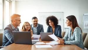 Engaging meeting on insurance claims help with professionals discussing solutions and strategies.