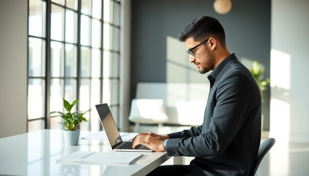 Visualiser deviens-dropshipper.fr, un expert en dropshipping dans un bureau lumineux.