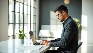 Visualiser deviens-dropshipper.fr, un expert en dropshipping dans un bureau lumineux.