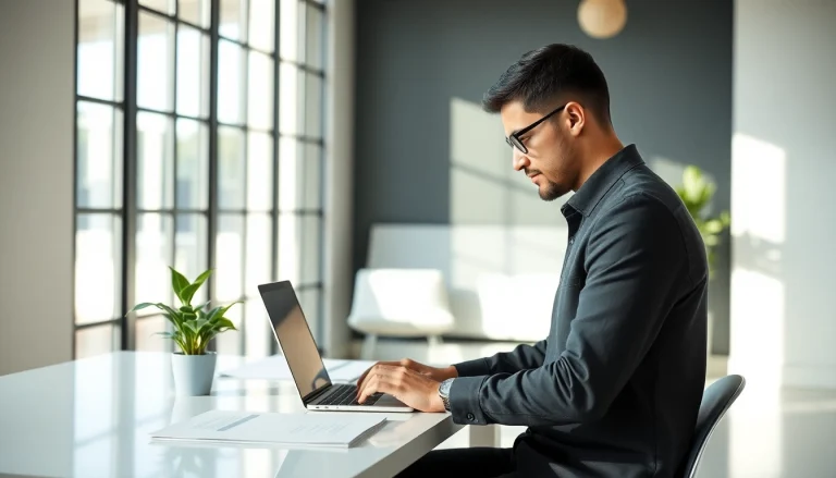 Visualiser deviens-dropshipper.fr, un expert en dropshipping dans un bureau lumineux.