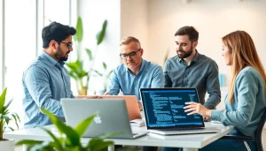 Hire .Net developers showcasing their expertise in a collaborative workspace, enhancing productivity.