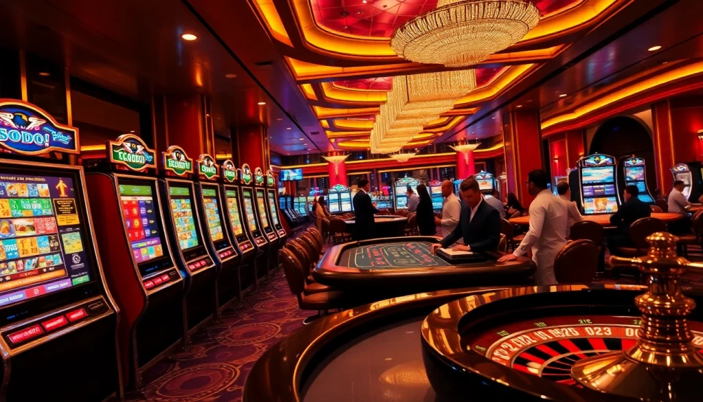 SODO casino scene showcasing vibrant slot machines and engaging blackjack action.