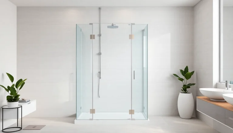 Duschkabine 90x90 in einem modernen Badezimmer mit eleganter Gestaltung und warmem Licht.