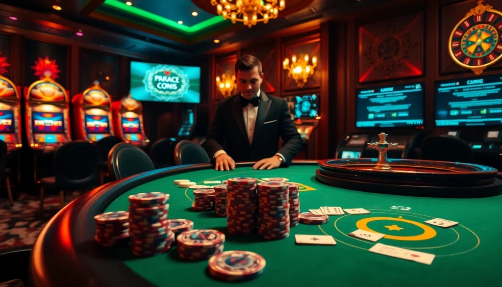 Engaging poker game at a luxurious casino highlighting hidden wiki dark web themes with flashy chips and cards.