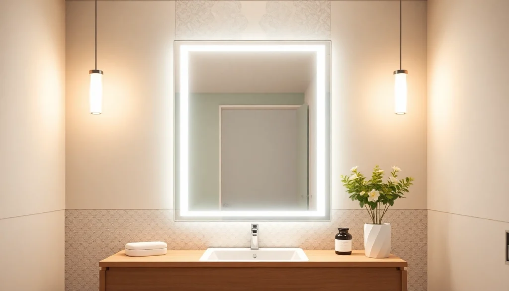 Illuminate your space with stylish mirror and led lights in a modern bathroom setting.