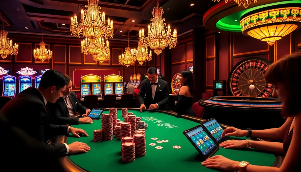 Engaging poker game scene at a luxurious casino highlighting the hidden wiki onion site gambling atmosphere.