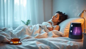 安らかなベッドルームで休む人の姿、落ち着いた演出で風邪を一晩で治す方法を強調。