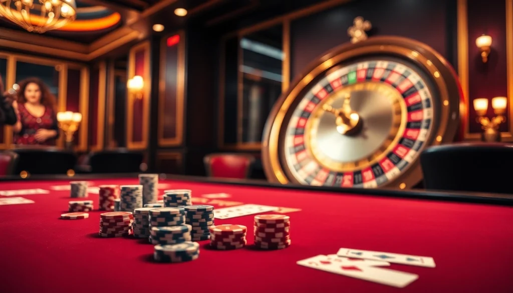 Experience high-stakes gameplay at Hay88 with vibrant cards and chips on a luxurious casino table.