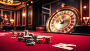 Experience high-stakes gameplay at Hay88 with vibrant cards and chips on a luxurious casino table.