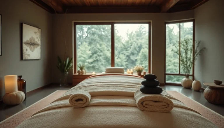 편안한 요소가 있는 마사지 경험을 선보이는 편안한 스파 환경.